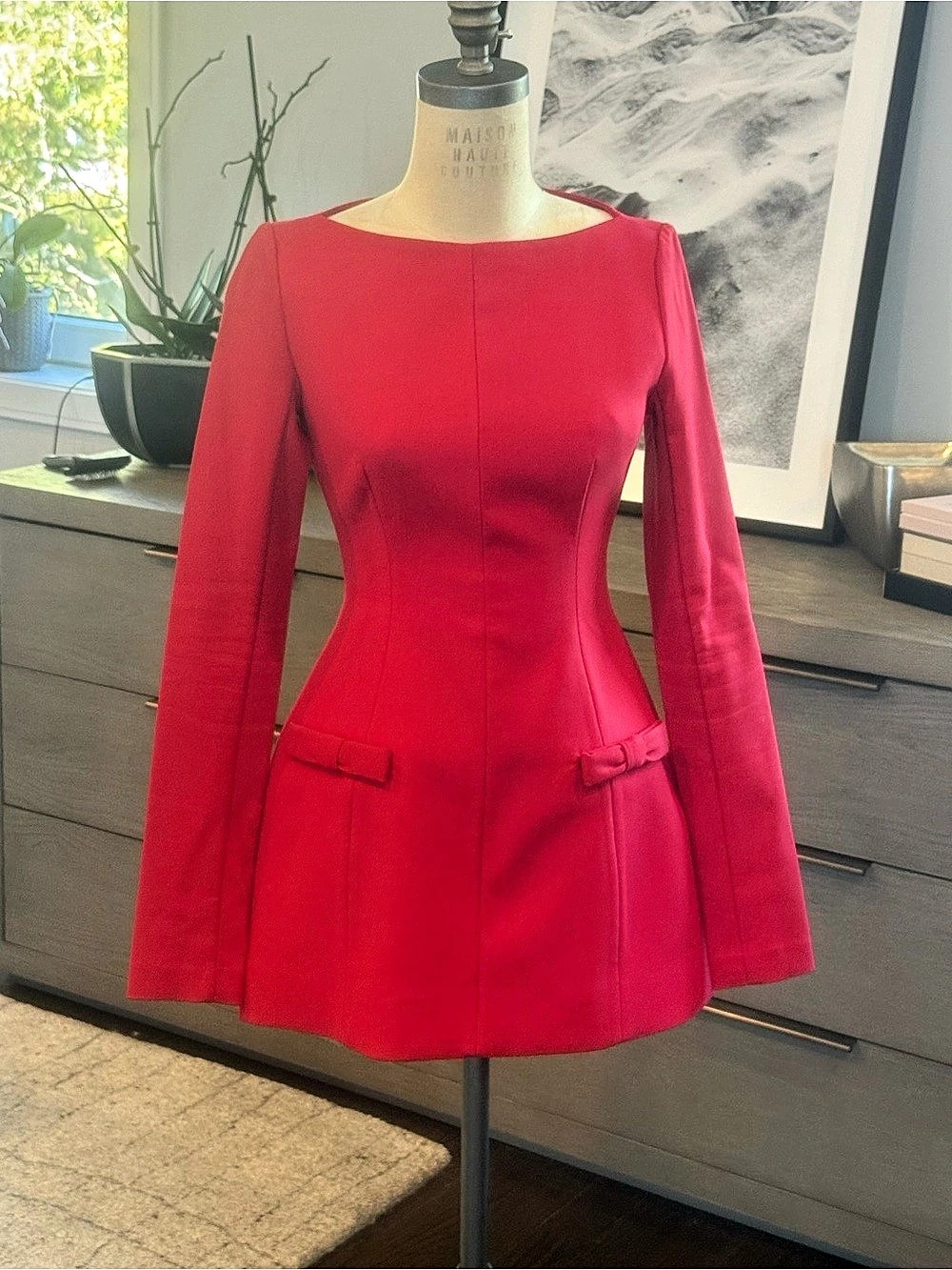 ELSA Red Long Sleeve Mini Dress Size Small
